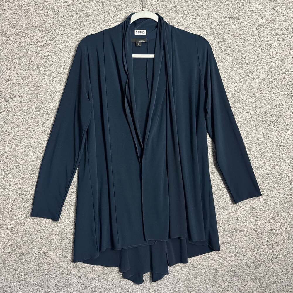 Sun Kim Women's Size Small Blue Stretch Long Sleeve Open Front Cardigan